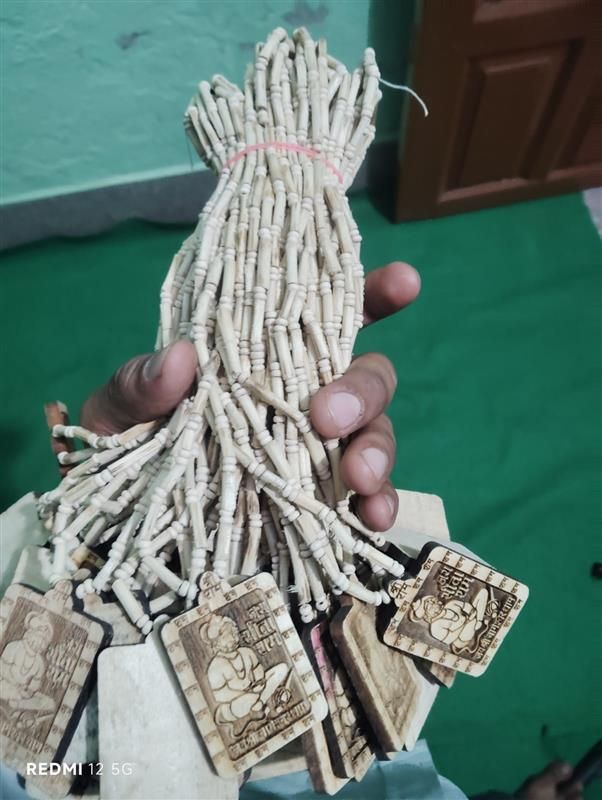 Original & Natural Wood Tulsi Kanthi Mala With Hanuman ji Locket Pendant (Pack of 2)